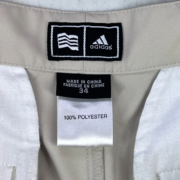 Adidas Men’s 9” Cream Performance Shorts. Pleated Front. Tag Size 34 - Picture 8 of 11